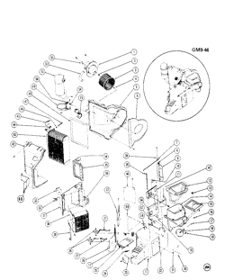 BODY MTG.-AIR COND.-INST. CLUSTER Cadillac Seville 1980-1981 E,K A.C. HEATER & EVAPORATOR