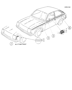 BODY MOLDINGS-SHEET METAL Chevrolet Chevette 1981-1981 T08 STRIPES