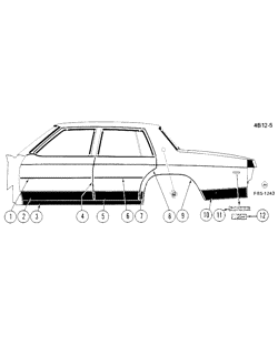 BODY MOLDINGS-SHEET METAL-REAR COMPARTMENT HARDWARE-ROOF HARDWARE Buick Lesabre 1982-1982 BN MOLDINGS/BODY-BELOW BELT