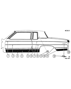 BODY MOLDINGS-SHEET METAL-REAR COMPARTMENT HARDWARE-ROOF HARDWARE Buick Electra 1982-1982 CX37 MOLDINGS/BODY-BELOW BELT