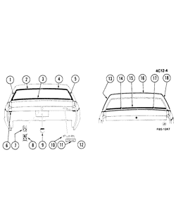 BODY MOLDINGS-SHEET METAL-REAR COMPARTMENT HARDWARE-ROOF HARDWARE Buick Electra 1982-1982 CX37 MOLDINGS/BODY-REAR