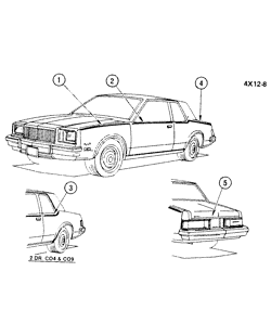 МОЛДИНГИ КУЗОВА-ЛИСТОВОЙ МЕТАЛ-ФУРНИТУРА ЗАДНЕГО ОТСЕКА-ФУРНИТУРА КРЫШИ Buick Skylark 1982-1982 X37 STRIPES/BODY (D85)