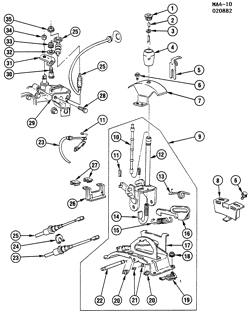 4-СКОРОСТНАЯ МЕХАНИЧЕСКАЯ КОРОБКА ПЕРЕДАЧ Buick Century 1982-1982 A SHIFT CONTROL/AUTOMATIC TRANSMISSION FLOOR