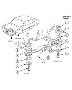 BODY MOUNTING-AIR CONDITIONING-AUDIO/ENTERTAINMENT Buick Skylark 1982-1985 X BODY MOUNTING
