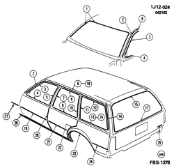 BODY MOLDINGS-SHEET METAL-REAR COMPARTMENT HARDWARE-ROOF HARDWARE Chevrolet Cavalier 1983-1983 J35 MOLDINGS/BODY