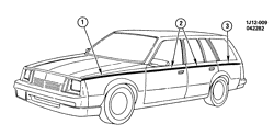 МОЛДИНГИ КУЗОВА-ЛИСТОВОЙ МЕТАЛ-ФУРНИТУРА ЗАДНЕГО ОТСЕКА-ФУРНИТУРА КРЫШИ Chevrolet Cavalier 1982-1982 J35 STRIPES/BODY (W/UPR ACCENT STRIPE/D85)