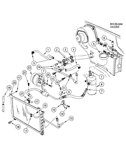 BODY MOUNTING-AIR CONDITIONING-AUDIO/ENTERTAINMENT Pontiac Phoenix 1982-1983 X A/C REFRIGERATION SYSTEM-2.8L V6 (LE2/2.8X,LH7/2.8Z)