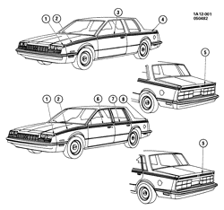 BODY MOLDINGS-SHEET METAL-REAR COMPARTMENT HARDWARE-ROOF HARDWARE Chevrolet Celebrity 1982-1982 AW19-27 STRIPES/BODY (D84)
