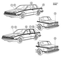 МОЛДИНГИ КУЗОВА-ЛИСТОВОЙ МЕТАЛ-ФУРНИТУРА ЗАДНЕГО ОТСЕКА-ФУРНИТУРА КРЫШИ Chevrolet Celebrity 1983-1983 AW19-27 STRIPES/BODY (D84)