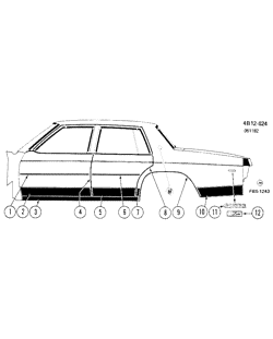 BODY MOLDINGS-SHEET METAL-REAR COMPARTMENT HARDWARE-ROOF HARDWARE Buick Estate Wagon 1983-1983 BN MOLDINGS/BODY-BELOW BELT