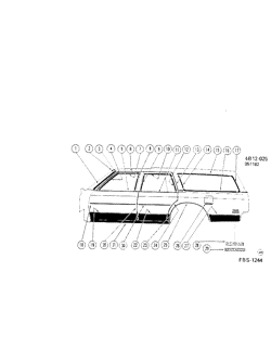 МОЛДИНГИ КУЗОВА-ЛИСТОВОЙ МЕТАЛ-ФУРНИТУРА ЗАДНЕГО ОТСЕКА-ФУРНИТУРА КРЫШИ Buick Estate Wagon 1983-1983 BR35 MOLDINGS/BODY-SIDE (EXC WOODGRAIN)