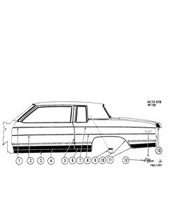 BODY MOLDINGS-SHEET METAL-REAR COMPARTMENT HARDWARE-ROOF HARDWARE Buick Electra 1983-1983 CX37 MOLDINGS/BODY-BELOW BELT