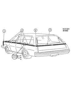 BODY MOLDINGS-SHEET METAL-REAR COMPARTMENT HARDWARE-ROOF HARDWARE Chevrolet Monte Carlo 1983-1983 G35 STRIPES/BODY (W/D85)