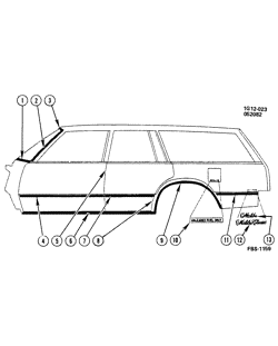 BODY MOLDINGS-SHEET METAL-REAR COMPARTMENT HARDWARE-ROOF HARDWARE Chevrolet Monte Carlo 1983-1983 G35 MOLDINGS/BODY-SIDE