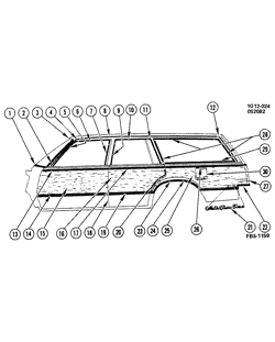BODY MOLDINGS-SHEET METAL-REAR COMPARTMENT HARDWARE-ROOF HARDWARE Chevrolet Malibu 1983-1983 G35 MOLDINGS/BODY-SIDE (W/WOODGRAIN)