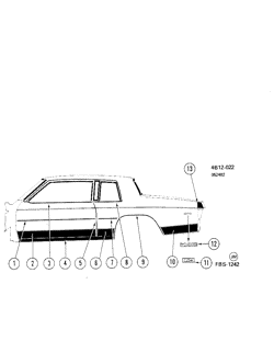 BODY MOLDINGS-SHEET METAL-REAR COMPARTMENT HARDWARE-ROOF HARDWARE Buick Estate Wagon 1983-1983 BN MOLDINGS/BODY-BELOW BELT