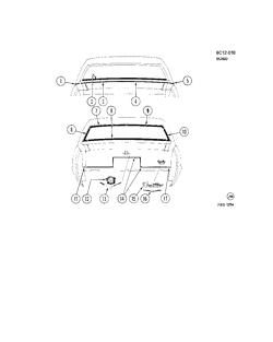 BODY MOLDINGS-SHEET METAL-REAR COMPARTMENT HARDWARE-ROOF HARDWARE Cadillac Deville 1983-1983 CD69 MOLDINGS/BODY-REAR