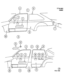 ОТДЕЛКА САЛОНА - ОТДЕЛКА ПЕРЕДН. СИДЕНЬЯ-РЕМНИ БЕЗОПАСНОСТИ Chevrolet Chevette 1983-1987 T TRIM/INTERIOR