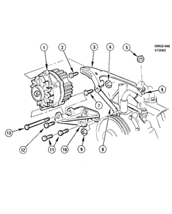 STARTER-GENERATOR-IGNITION-ELECTRICAL-LAMPS Chevrolet Malibu 1982-1983 G GENERATOR MOUNTING-5.7L V8 (LF9/350N)(EXC A/C) DIESEL
