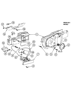 FRONT END SHEET METAL-HEATER-VEHICLE MAINTENANCE Chevrolet Caprice 1982-1990 B HEATER & DEFROSTER SYSTEM