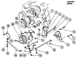 КРЕПЛЕНИЕ КУЗОВА-КОНДИЦИОНЕР-АУДИОСИСТЕМА Chevrolet Cavalier 1982-1982 J A/C COMPRESSOR MOUNTING