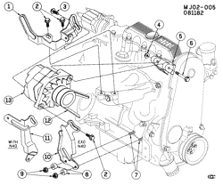 LÂMPADAS-ELÉTRICAS-IGNIÇÃO-GERADOR-MOTOR DE ARRANQUE Buick Skyhawk 1982-1986 J GENERATOR MOUNTING-1.8L L4 (LH8/1.8-0)