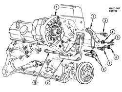 СТАРТЕР-ГЕНЕРАТОР-СИСТЕМА ЗАЖИГАНИЯ-ЭЛЕКТРООБОРУДОВАНИЕ-ЛАМПЫ Chevrolet Camaro 1982-1984 F GENERATOR MOUNTING-V6 (LC1/2.8-1)