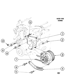 LÂMPADAS-ELÉTRICAS-IGNIÇÃO-GERADOR-MOTOR DE ARRANQUE Buick Skylark 1982-1983 X GENERATOR MOUNTING-2.8L V6 (LE2/2.8X,LH7/2.8Z)(W/A.C.)