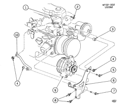 DÉMARREUR - ALTERNATEUR - ALLUMAGE - ÉLECTRIQUE - LAMPES Chevrolet Camaro 1982-1982 F GENERATOR MOUNTING-L4 (LQ8/2.5F,LQ9/2.5-2, EXC A.C.)