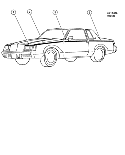МОЛДИНГИ КУЗОВА-ЛИСТОВОЙ МЕТАЛ-ФУРНИТУРА ЗАДНЕГО ОТСЕКА-ФУРНИТУРА КРЫШИ Buick Regal 1983-1983 G47 STRIPES/BODY (D90)