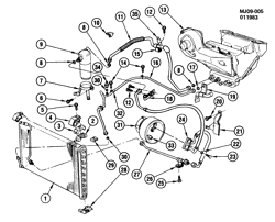 КРЕПЛЕНИЕ КУЗОВА-КОНДИЦИОНЕР-АУДИОСИСТЕМА Chevrolet Cavalier 1982-1984 J A/C REFRIGERATION SYSTEM