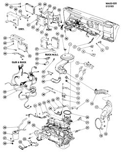 FUEL SYSTEM-EXHAUST-EMISSION SYSTEM Pontiac 6000 1983-1983 A EMISSION CONTROLS-L4 (LR8/2.5R TBI)