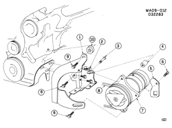 SUP. DE CARR. - AIR CLIM.- AUDIO/DIVERTISSEMENT Buick Century 1983-1985 A A/C COMPRESSOR MOUNTING-3.0L V6 (LK9/3.0E)
