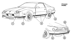 МОЛДИНГИ КУЗОВА-ЛИСТОВОЙ МЕТАЛ-ФУРНИТУРА ЗАДНЕГО ОТСЕКА-ФУРНИТУРА КРЫШИ Chevrolet Camaro 1983-1984 F STRIPES/BODY  (Z28)