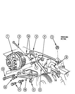 DÉMARREUR - ALTERNATEUR - ALLUMAGE - ÉLECTRIQUE - LAMPES Chevrolet Monte Carlo 1984-1984 G GENERATOR MOUNTING-5.7L V8 (LF9/350N)(EXC A/C) DIESEL