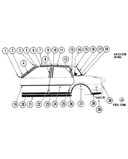 BODY MOLDINGS-SHEET METAL-REAR COMPARTMENT HARDWARE-ROOF HARDWARE Buick Skylark 1984-1984 X69 MOLDINGS/BODY-SIDE