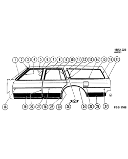 МОЛДИНГИ КУЗОВА-ЛИСТОВОЙ МЕТАЛ-ФУРНИТУРА ЗАДНЕГО ОТСЕКА-ФУРНИТУРА КРЫШИ Chevrolet Impala 1984-1984 B35 MOLDINGS/BODY-SIDE (EXC WOODGRAIN)