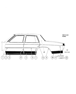 BODY MOLDINGS-SHEET METAL-REAR COMPARTMENT HARDWARE-ROOF HARDWARE Buick Lesabre 1984-1984 BN MOLDINGS/BODY-BELOW BELT