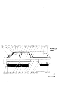 МОЛДИНГИ КУЗОВА-ЛИСТОВОЙ МЕТАЛ-ФУРНИТУРА ЗАДНЕГО ОТСЕКА-ФУРНИТУРА КРЫШИ Buick Estate Wagon 1984-1984 BV35 MOLDINGS/BODY-SIDE (EXC WOODGRAIN)