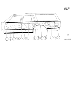 BODY MOLDINGS-SHEET METAL-REAR COMPARTMENT HARDWARE-ROOF HARDWARE Buick Estate Wagon 1984-1984 BV35 MOLDINGS/BODY-SIDE (WOODGRAIN)