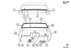 BODY MOLDINGS-SHEET METAL-REAR COMPARTMENT HARDWARE-ROOF HARDWARE Cadillac Fleetwood Limousine 1984-1984 DM69 MOLDINGS/BODY-REAR