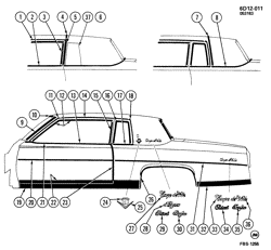 BODY MOLDINGS-SHEET METAL-REAR COMPARTMENT HARDWARE-ROOF HARDWARE Cadillac Deville 1984-1984 DW47 MOLDINGS/BODY-SIDE