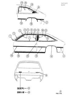 BODY MOLDINGS-SHEET METAL-REAR COMPARTMENT HARDWARE-ROOF HARDWARE Chevrolet Citation 1984-1984 X08 MOLDINGS/BODY