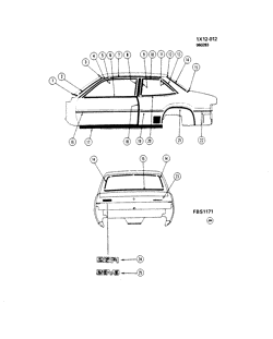 BODY MOLDINGS-SHEET METAL-REAR COMPARTMENT HARDWARE-ROOF HARDWARE Chevrolet Citation 1984-1984 X11 MOLDINGS/BODY