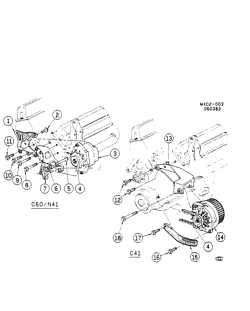 STARTER-GENERATOR-IGNITION-ELECTRICAL-LAMPS Buick Skylark 1984-1985 X GENERATOR MOUNTING-2.8L V6