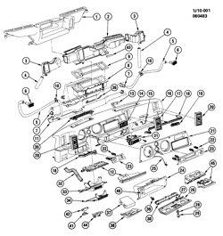 WINDSHIELD-WIPER-MIRRORS-INSTRUMENT PANEL-CONSOLE-DOORS Chevrolet Cavalier 1985-1986 JC INSTRUMENT PANEL PART 1