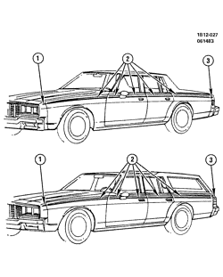 МОЛДИНГИ КУЗОВА-ЛИСТОВОЙ МЕТАЛ-ФУРНИТУРА ЗАДНЕГО ОТСЕКА-ФУРНИТУРА КРЫШИ Chevrolet Impala 1984-1984 B35 STRIPES/BODY (D85 OPTION)