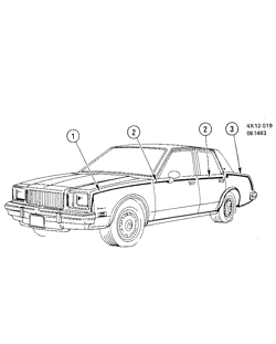 МОЛДИНГИ КУЗОВА-ЛИСТОВОЙ МЕТАЛ-ФУРНИТУРА ЗАДНЕГО ОТСЕКА-ФУРНИТУРА КРЫШИ Buick Skylark 1984-1984 X69 STRIPES/BODY (D90)
