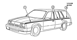МОЛДИНГИ КУЗОВА-ЛИСТОВОЙ МЕТАЛ-ФУРНИТУРА ЗАДНЕГО ОТСЕКА-ФУРНИТУРА КРЫШИ Chevrolet Cavalier 1984-1984 J35 STRIPES/BODY (W/UPR ACCENT STRIPE/D85)