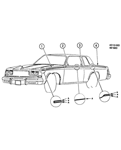 BODY MOLDINGS-SHEET METAL-REAR COMPARTMENT HARDWARE-ROOF HARDWARE Buick Electra 1984-1984 D37 STRIPES/BODY (DY1)
